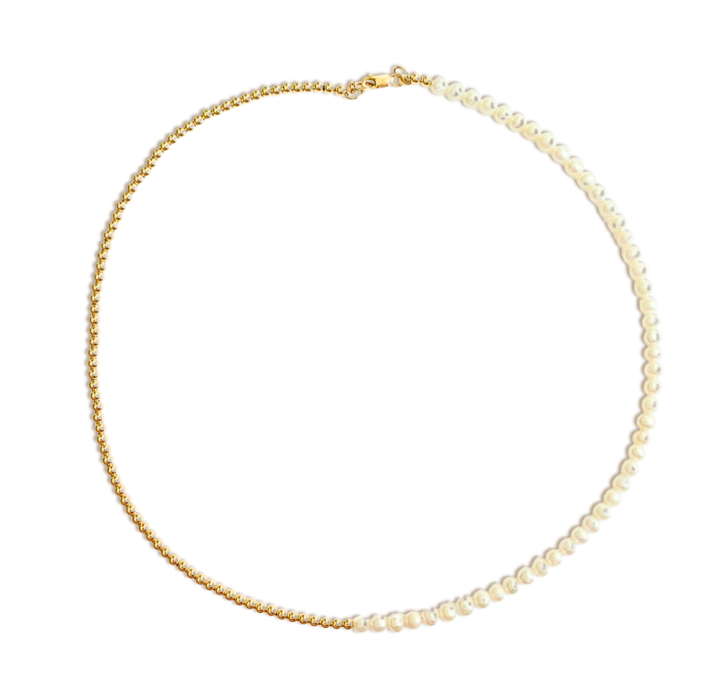 Little Bead Gold Pearl Necklace